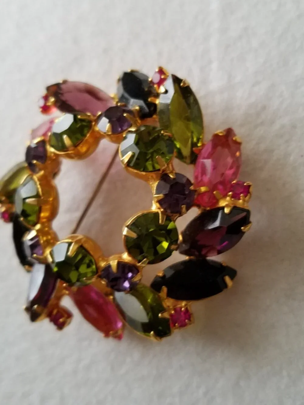 Vintage Juliana Multicolor Rhinestone Brooch Verified